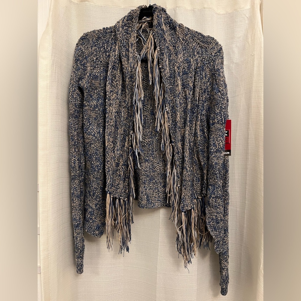 New Flying Tomato Womens Blue and Tan cardigan